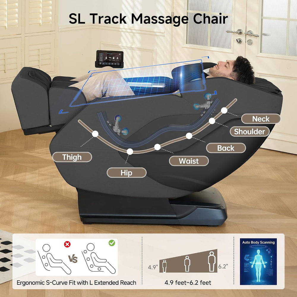 Real Relax 4D Massage Chair Full Body Zero Gravity SL Track Recliner