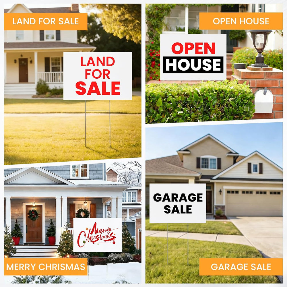 20 Pack Yard Signs,Metal Stakes, 17 x 12 Inches, Corrugated Plastic Board