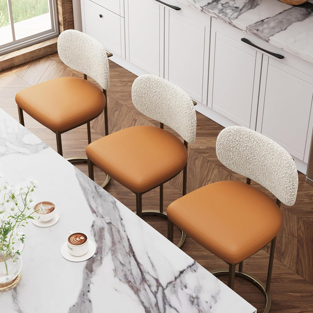 ALPHA HOME Bar Stools Set of 3, Counter Height Barstools with Back, 24 Inch