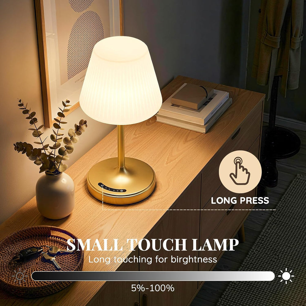 Waterproof Shower Lamp, 4000mAh Cordless Table Lamp, 3-Color Dimmable -Gold