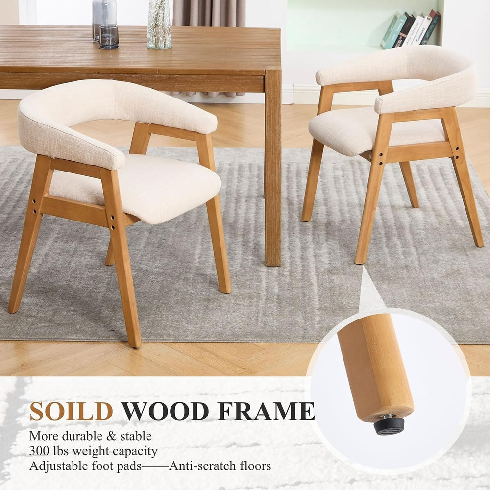 CIMOTA Modern Barrel Dining Chairs with Arms Set of 4, Upholstered Fabric Kit...