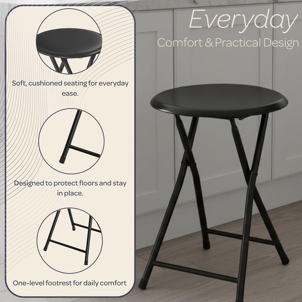 Folding Stool - Portable Backless 18-Inch Stool with 225lb Capacity, Single