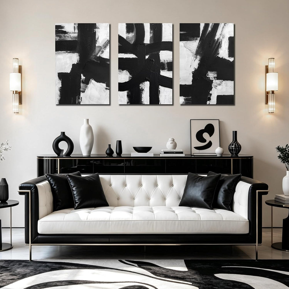 MXUNYZ Black and White Abstract Canvas Wall Art for Living Room