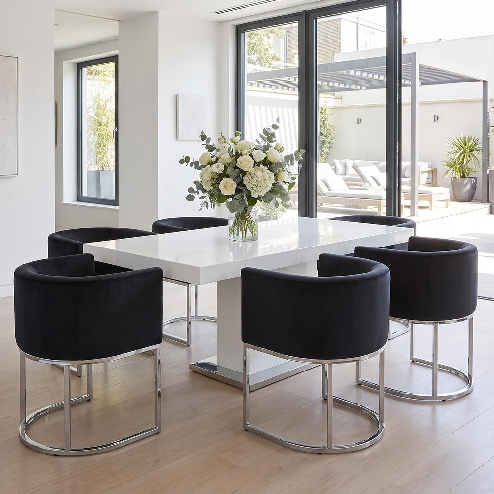RIVOVA Upholstered Dining Chairs Set of 6, Modern Barrel Side Armchair Dining...