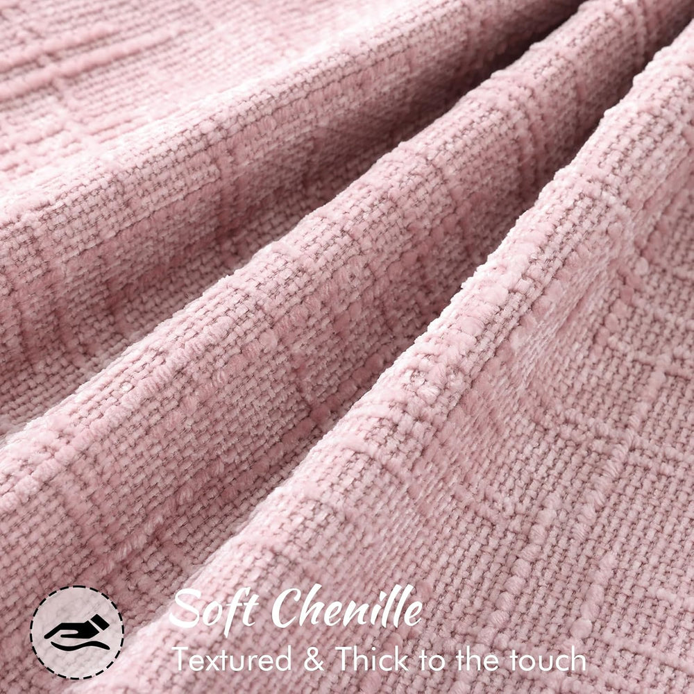 decorUhome Chenille Decorative Throw Pillow Covers 20x20 Set of 2, Pink