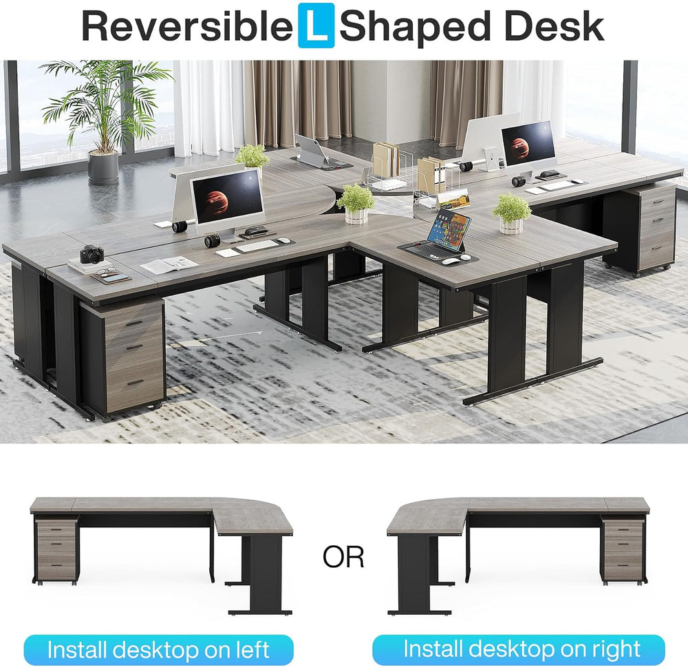 Tribesigns 83" L-Shaped Executive Desk, Large Office Desk with Drawes, I...