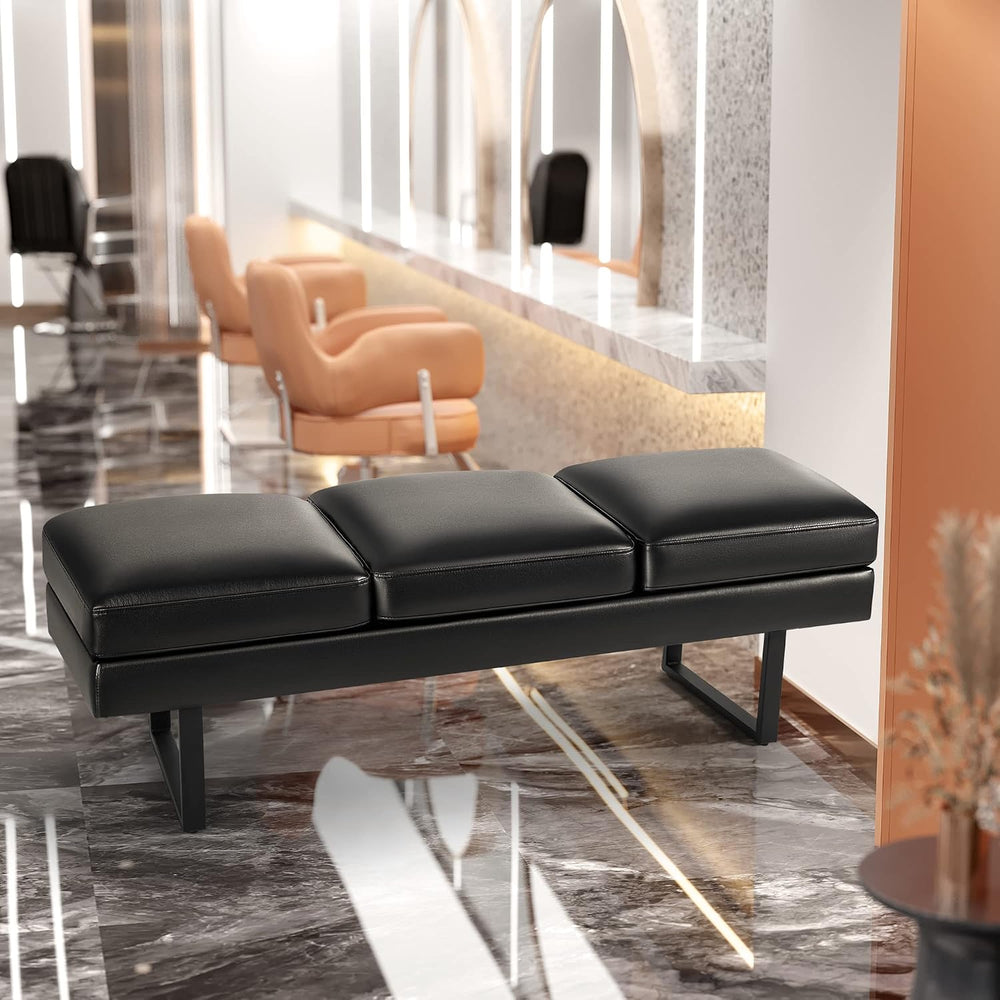 Furmax Waiting Room Chairs Faux Leather Office Guest Chair, 59.6 Inches Confe...