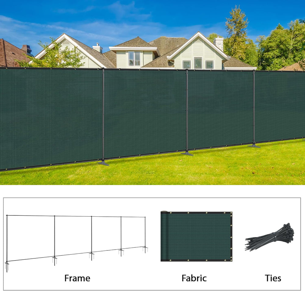 SunnyRoyal 5' x 24' Privacy Fence Screen Panel with Iron Poles Freest...