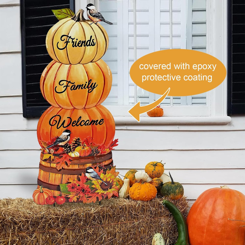 Thanksgiving Pumpkin Garden Stakes,Fall Decorations Outdoor Yard Art Decor