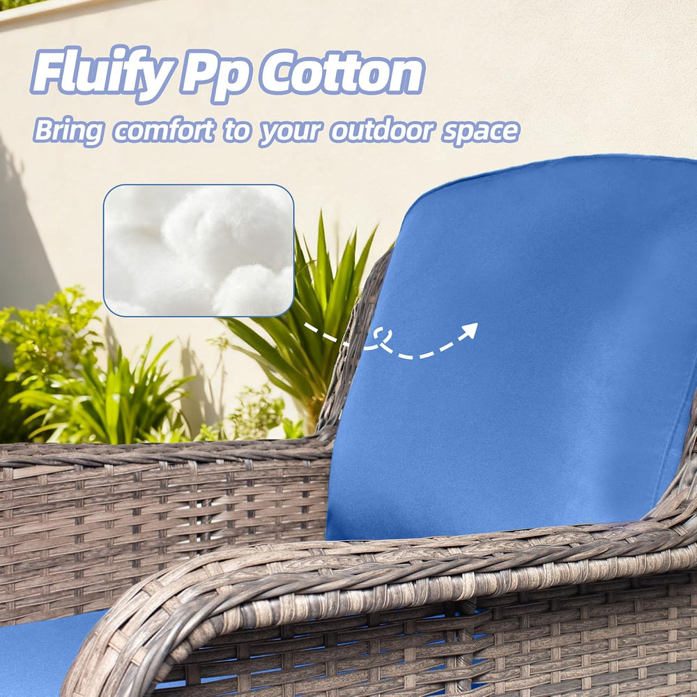 2 Pieces Patio Wicker Furniture Set, High Back Wicker Single Patio Chair Set ...
