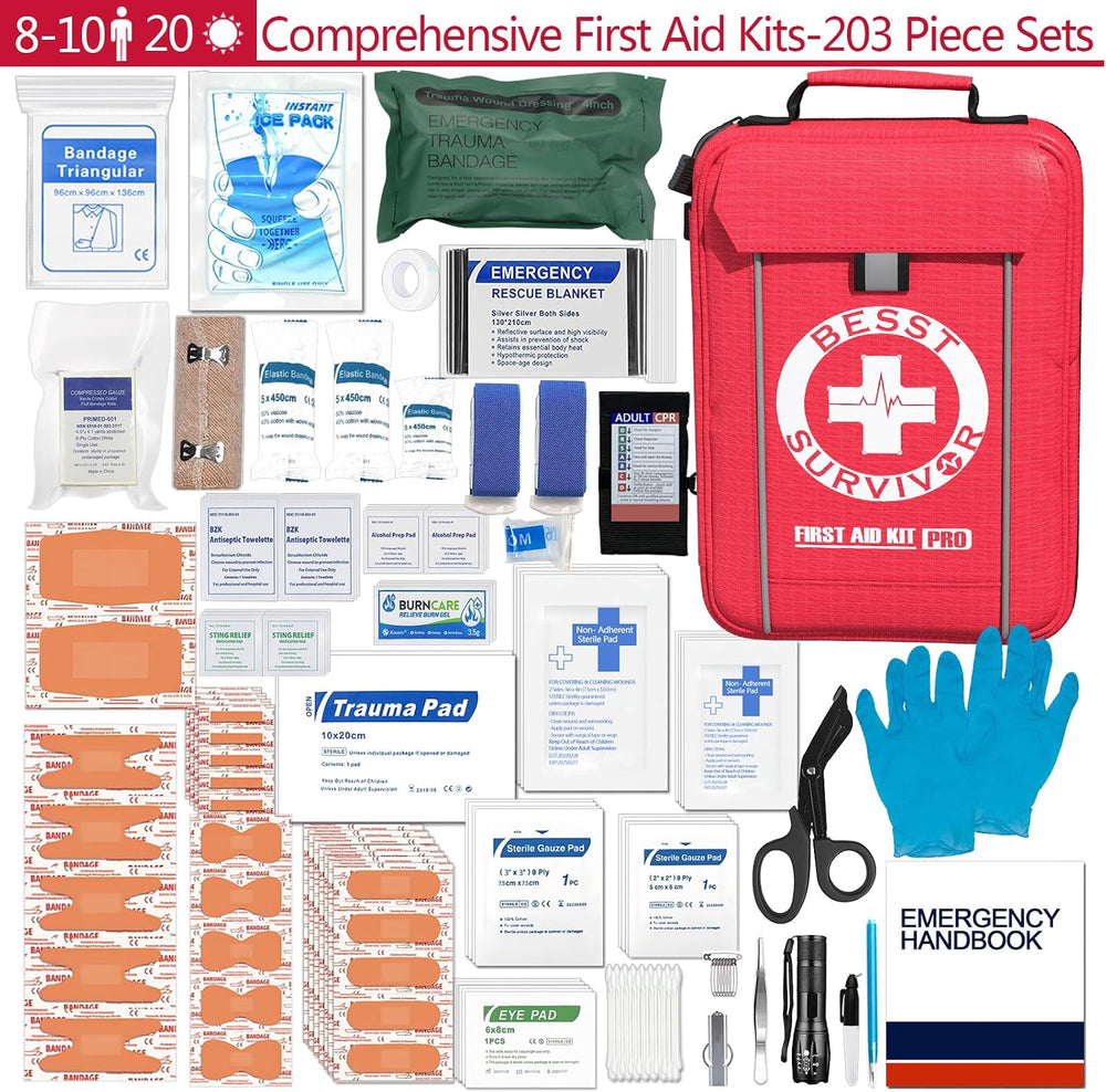 Besst Survivor Comprehensive First Aid Kit -Labeled Compartments for Trauma &...