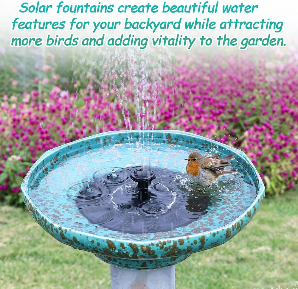 11.6" Solar Ceramic Bird Bath Bowl,Bird Bath Fountain for Outside