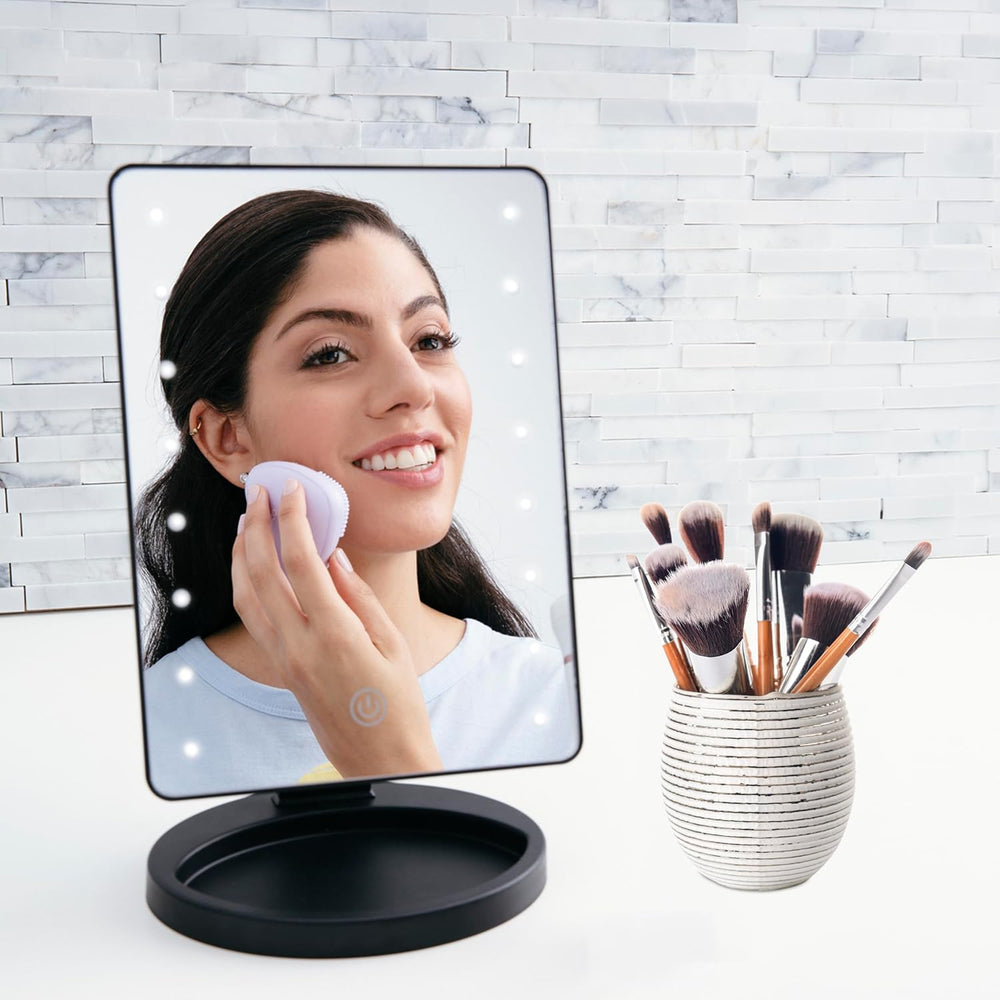 Conair Lighted Makeup Mirror, LED Vanity Mirror with Storage Base, Battery Op...