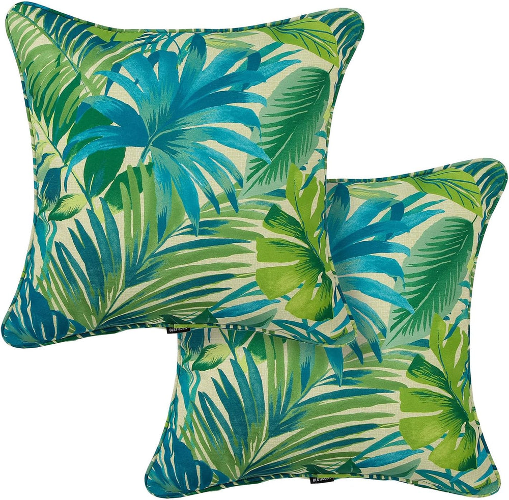Outdoor Throw Pillow with Insert 18x18 Inch, Set of 2, Piping Edge Waterproof...