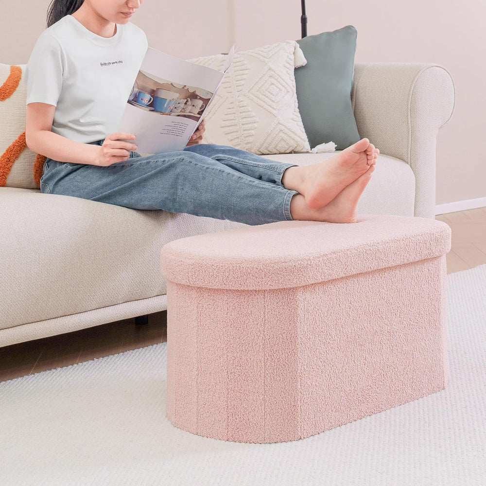 B FSOBEIIALEO 30" Folding Ottoman with Storage for Living Room, Pink