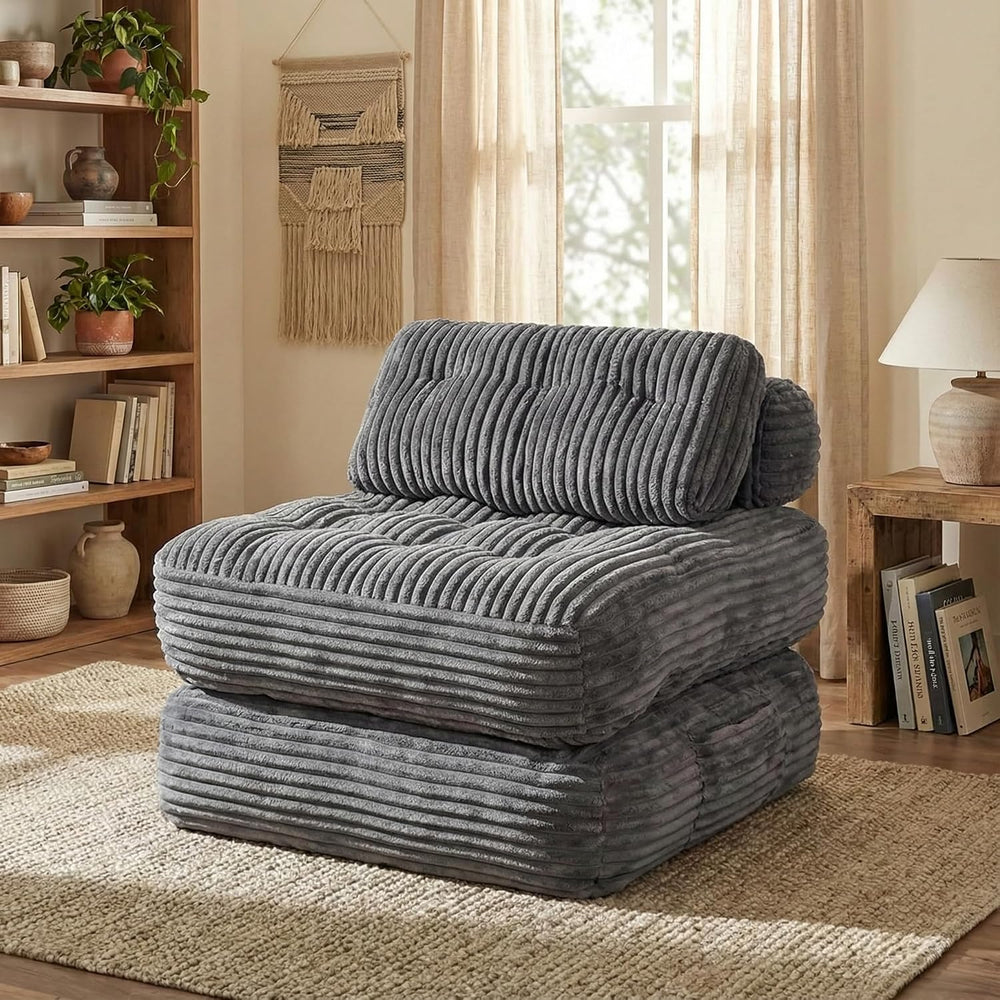 Boneless Chair Folding Sofa Bed, Sleeper Chair, Dark Grey, Single