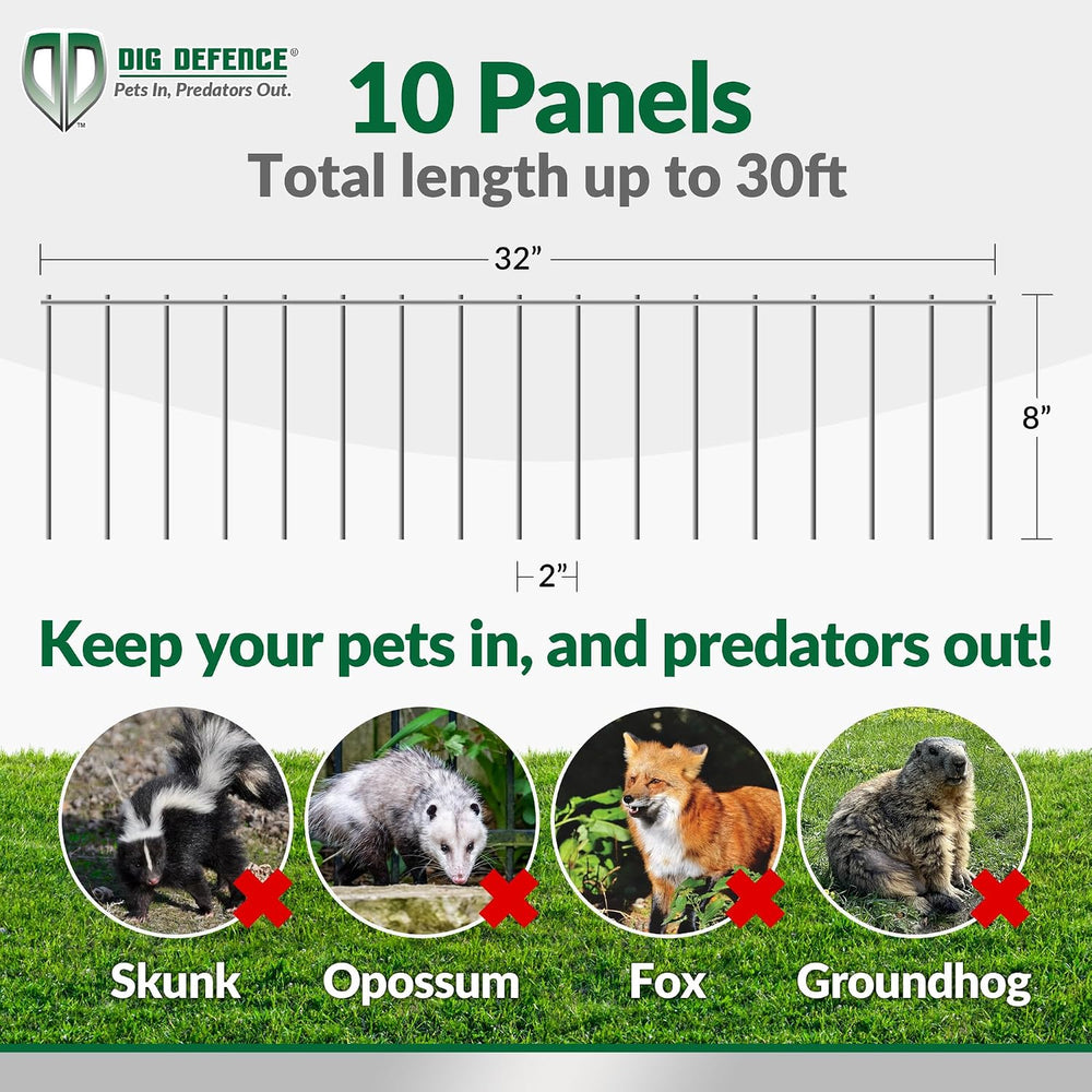 Dig Defence Original Animal Barrier Garden Fence - Small/Medium, 10 Pack
