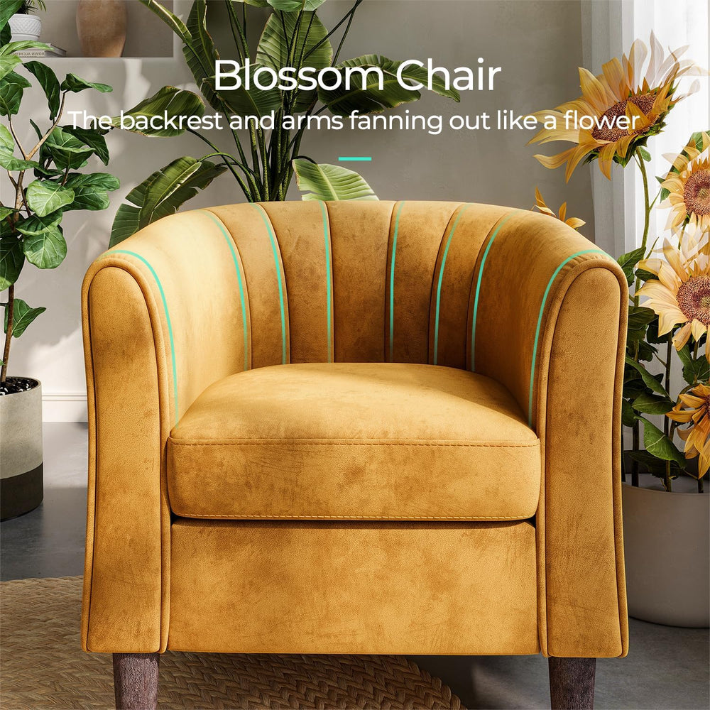 LINSY Accent Chair with Ottoman, Modern Armchair Comfy Barrel Reading Chair w...