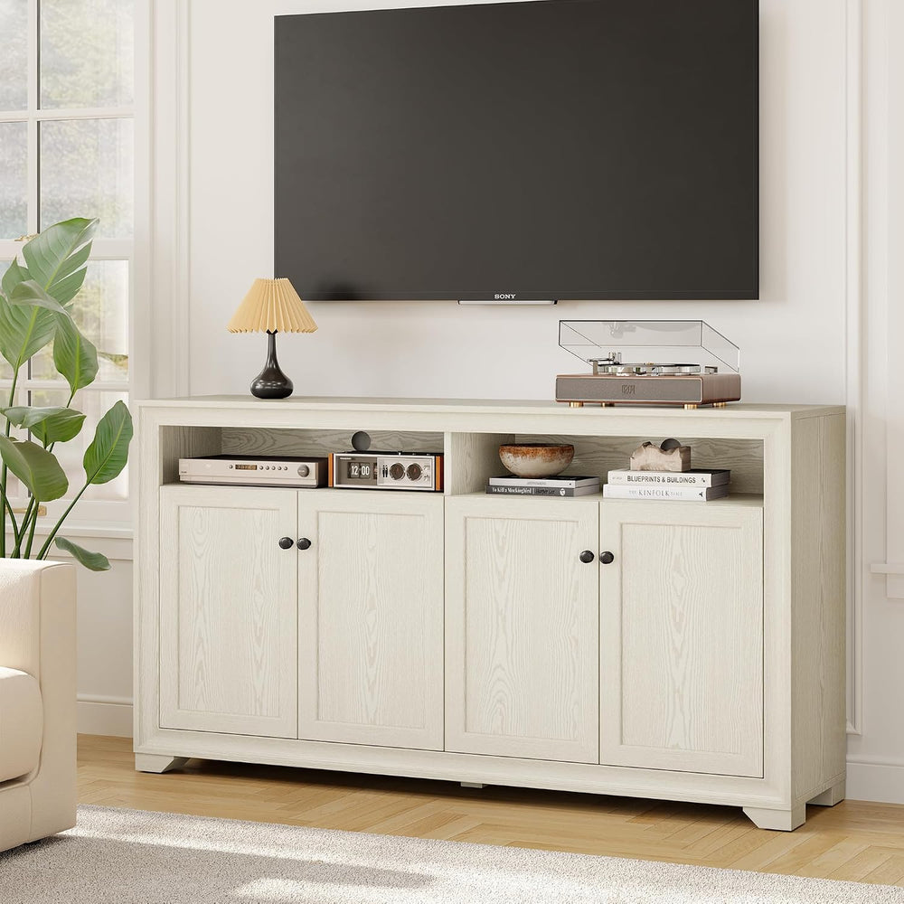 ONBRILL 60 Inches Sideboard Buffet Cabinet with Storage and 4 Doors, White