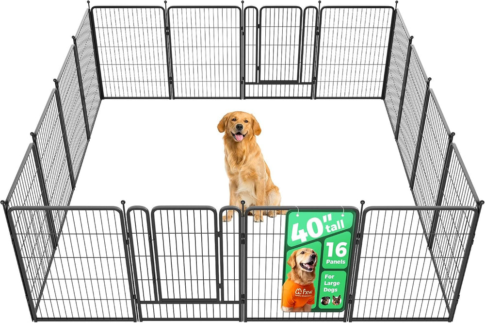 FXW Rollick Dog Playpen, Indoor, Yard & RV Camping, 40" H, 16 Panels