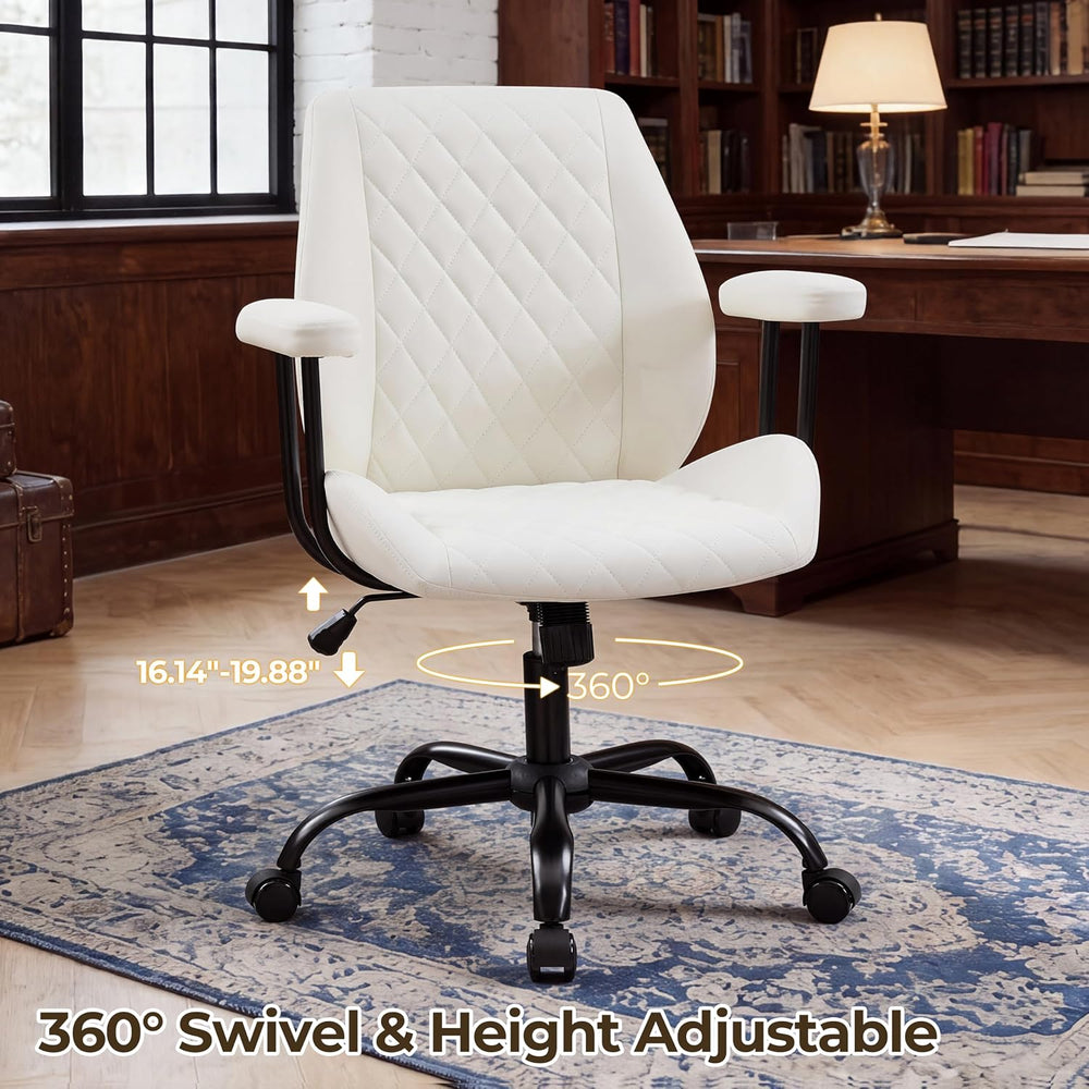 Volans Swivel Computer Desk Chair with Casters, Mid Back, Ivory White