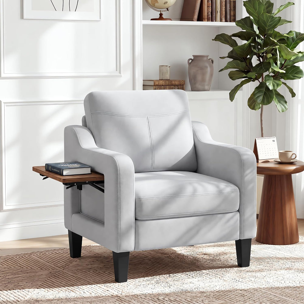 Accent Chair for Living Room, Mid-Century Upholstered Armchair with Foldable ...