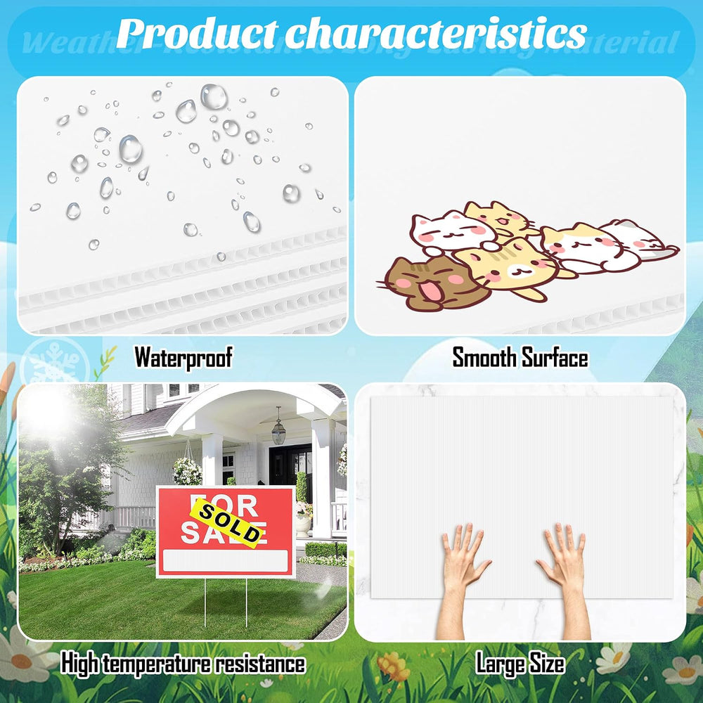 12 Pack 24 x 36 Inch Corrugated Plastic Boards Blank Yard Signs