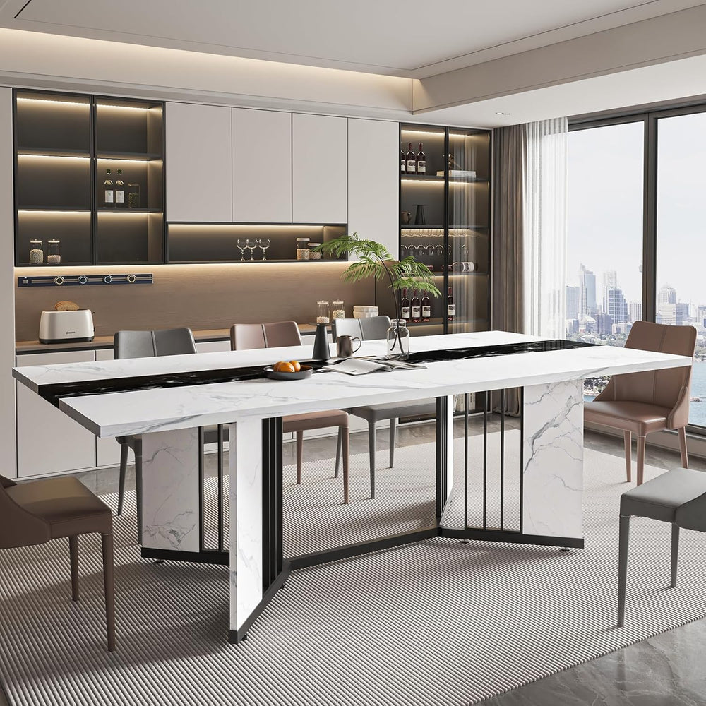 71inch Dining Table for 6-8 People, Large Rectangular Wood Kitchen Table with...