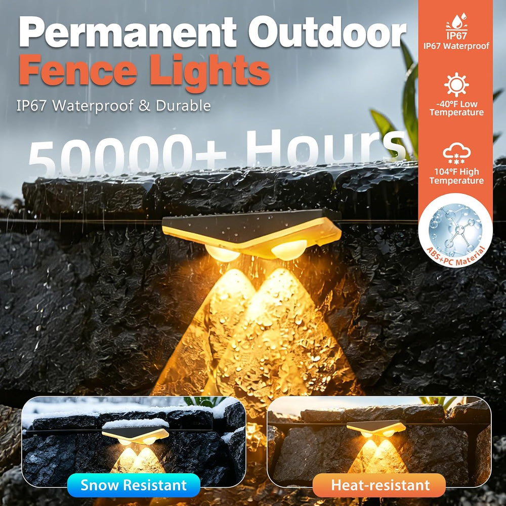 Outdoor Fence Lights Plug in, 50FT RGBIC LED Fence Lights, App & Remote C...