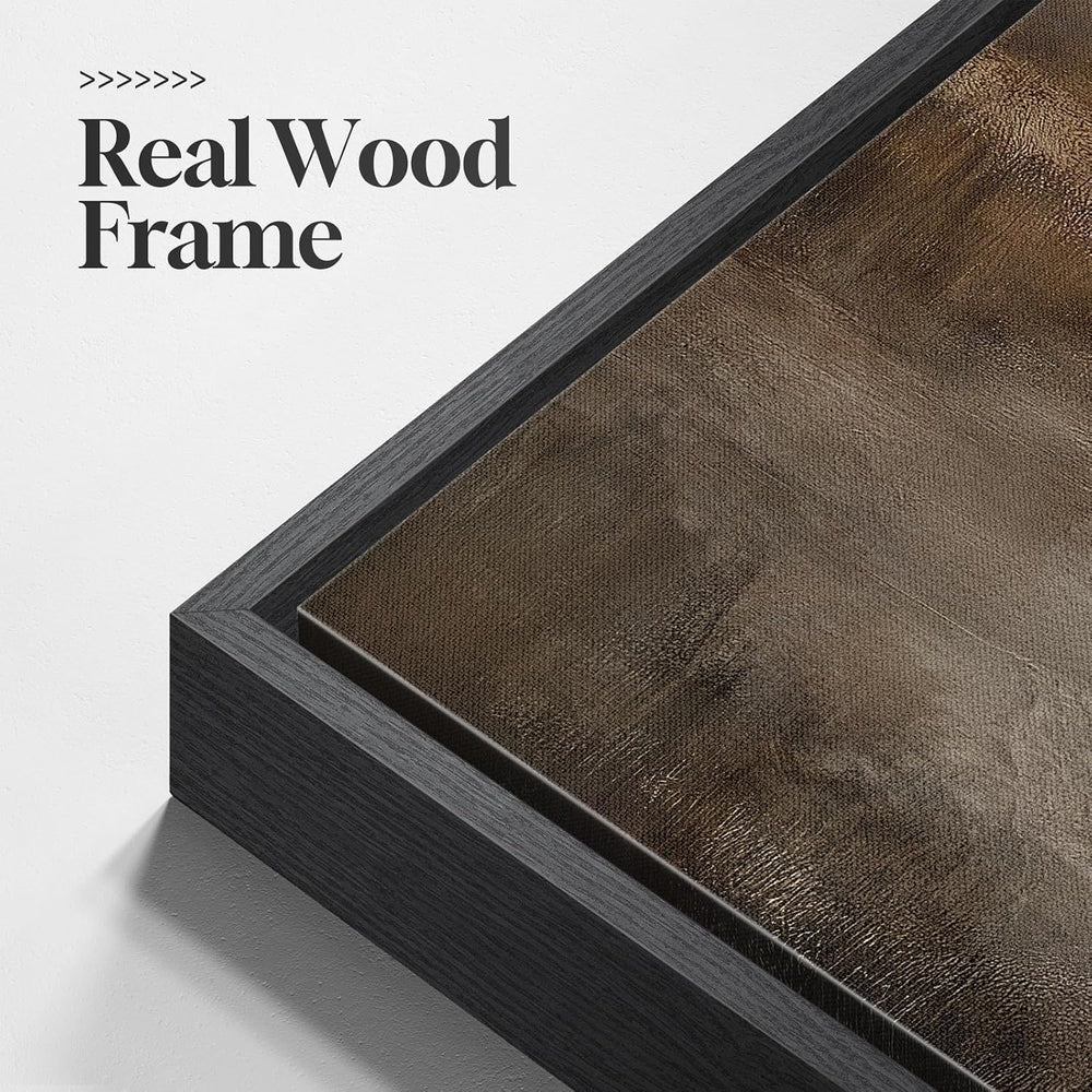 Large Framed Brown Abstract Wall Art for Living Room, Horizontal 30x60 In