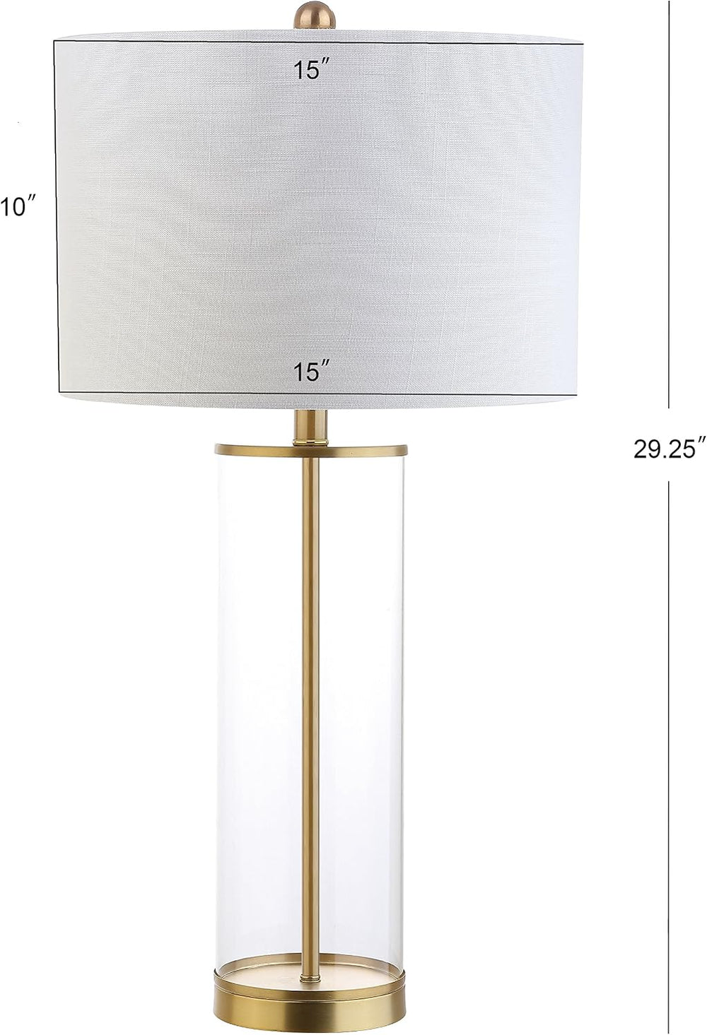 JONATHAN Y Collins Glass Table Lamp 29.25", Clear/Brass Gold