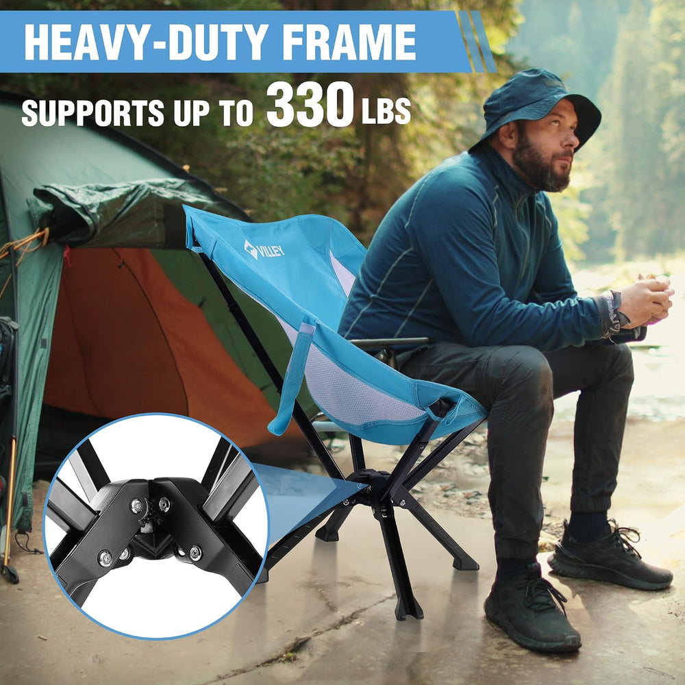 VILLEY 2-Pack Portable Folding Camping Chairs, Lightweight, Blue