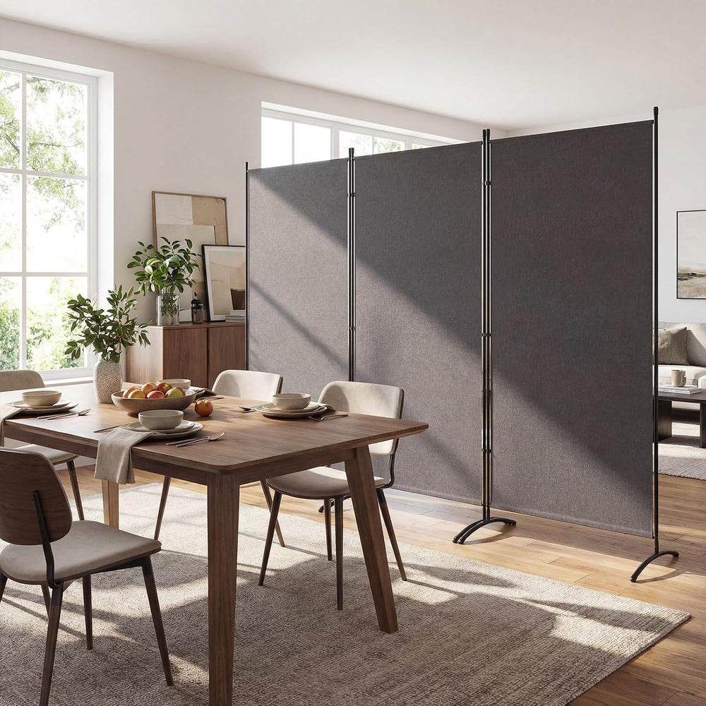 GIANTEX 3-Panel Room Divider, Folding Privacy Screen, 102" x 73", Gray