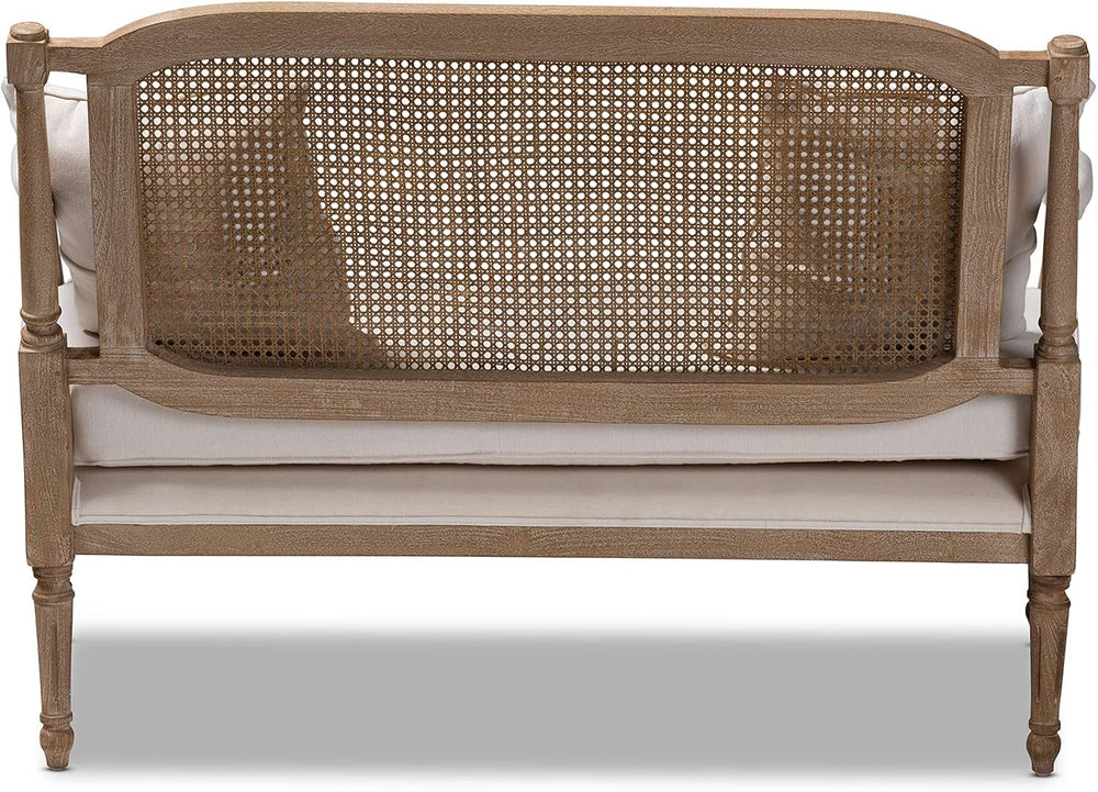 Baxton Studio Love Seats, Ivory/Oak