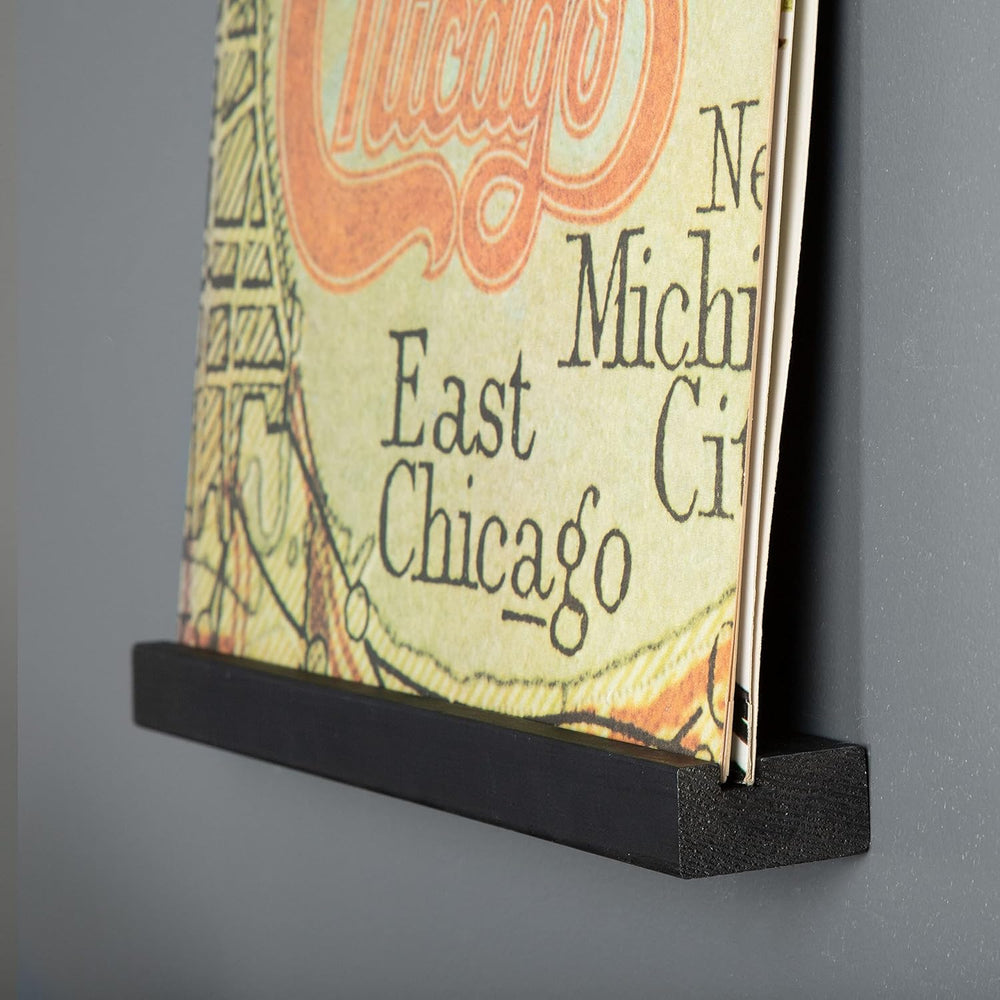 Ilyapa Vinyl Wall Mount Floating Record Shelves- 8 Pack, Black Wood