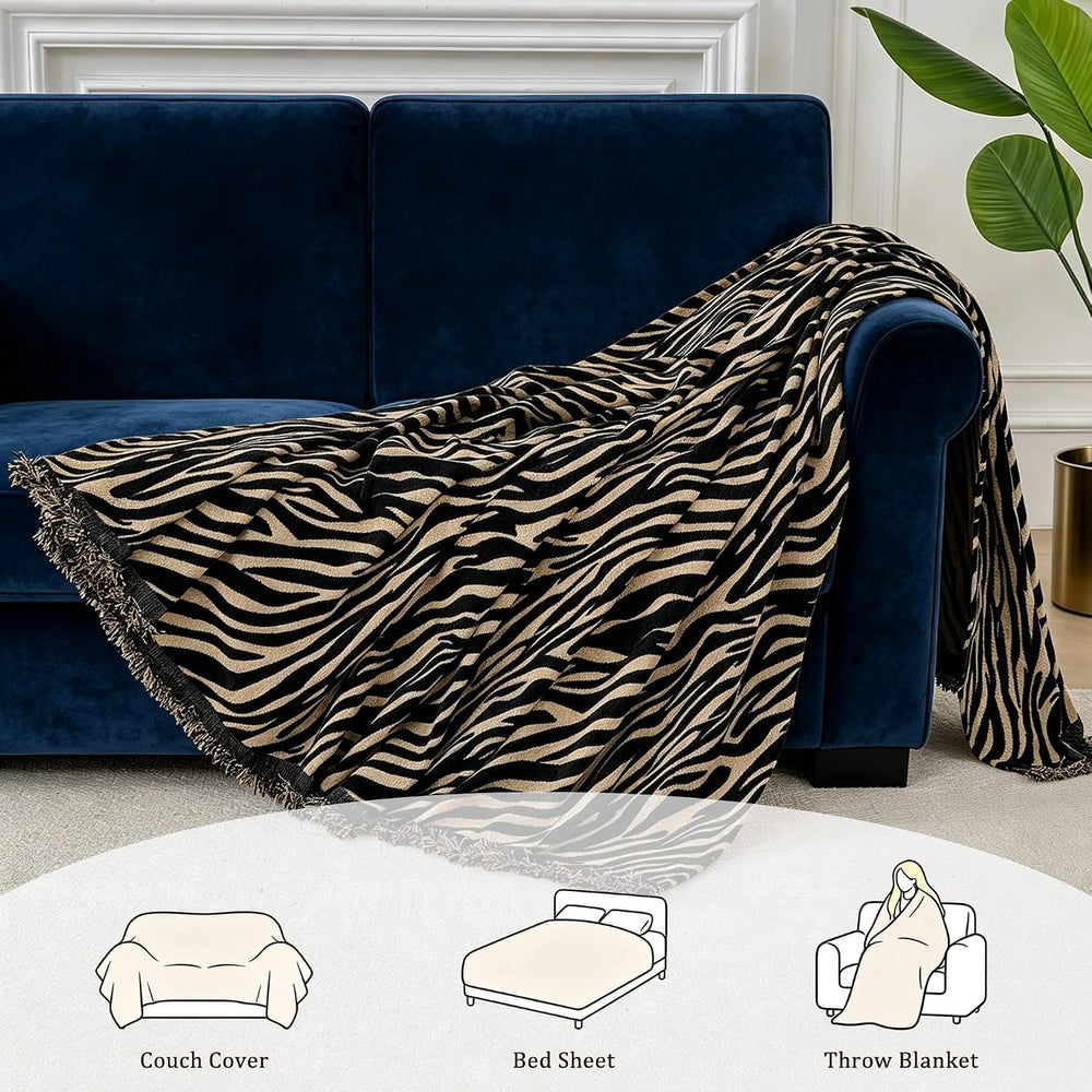 VOIR Zebra Armchair Couch Cover for Dogs, Oversized Chair Cover, Black Gold