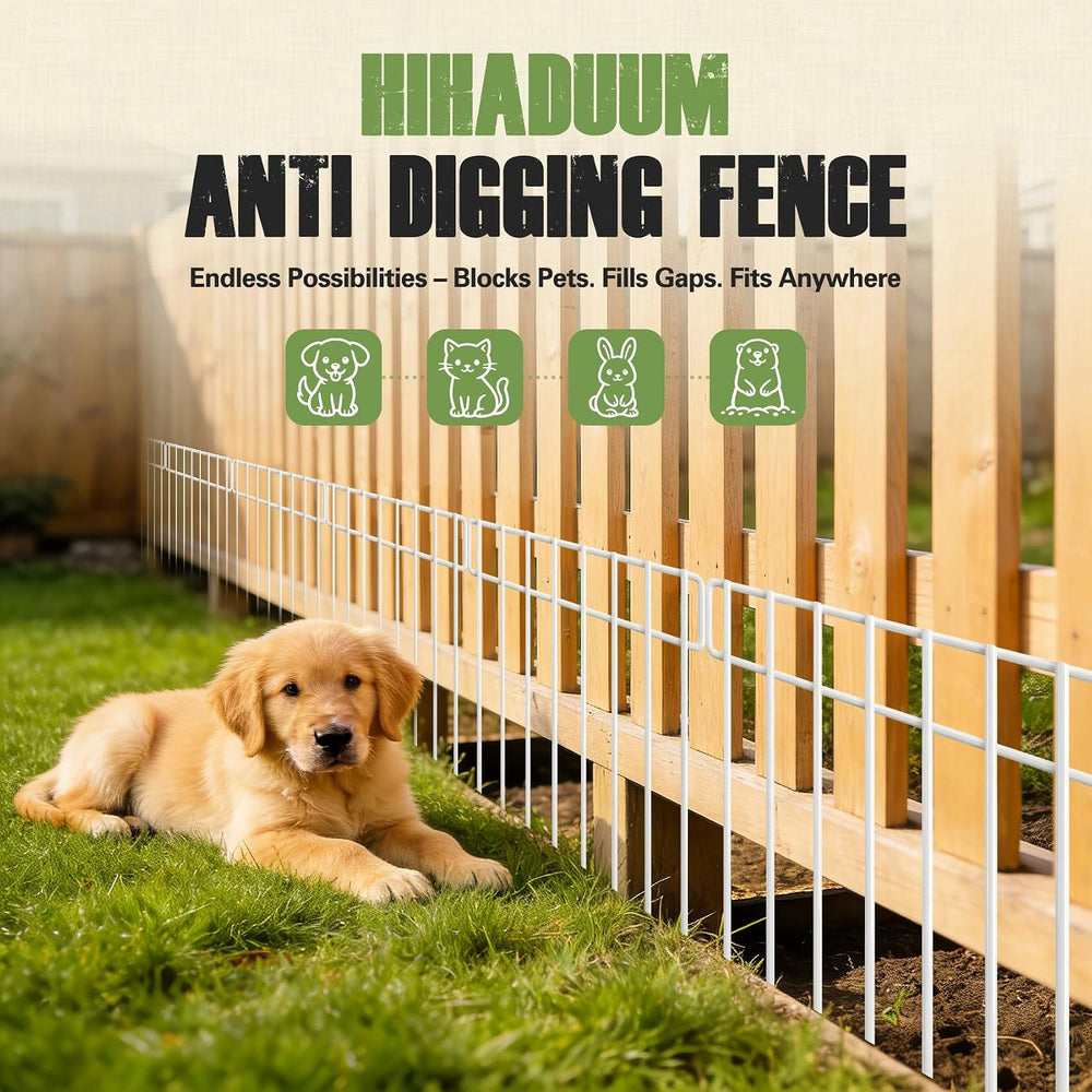 42.5FT White Garden Fence Animal Barrier - 30 Pack No Dig Fence Panels Dog Fe...