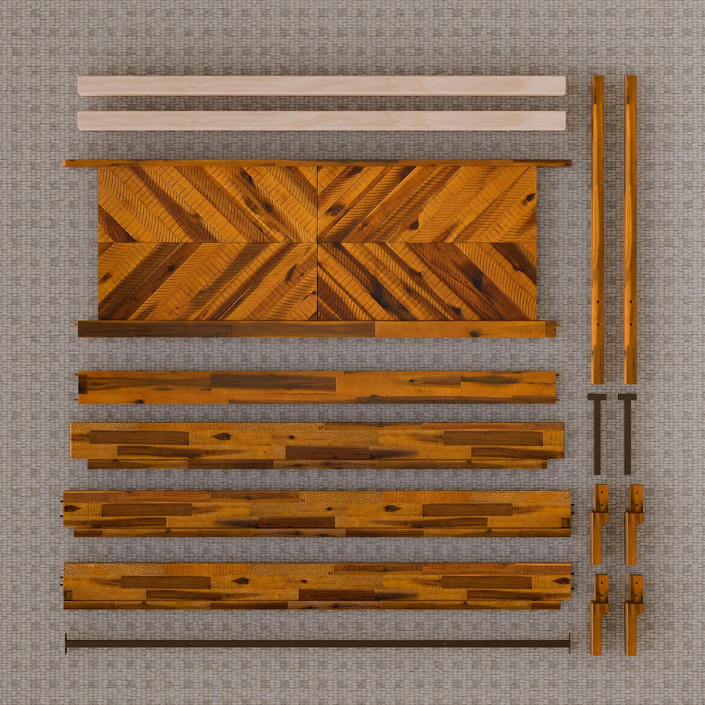 Bme Vivian 14 Inch Deluxe Bed Frame with Headboard, Rustic & Scandinavian...