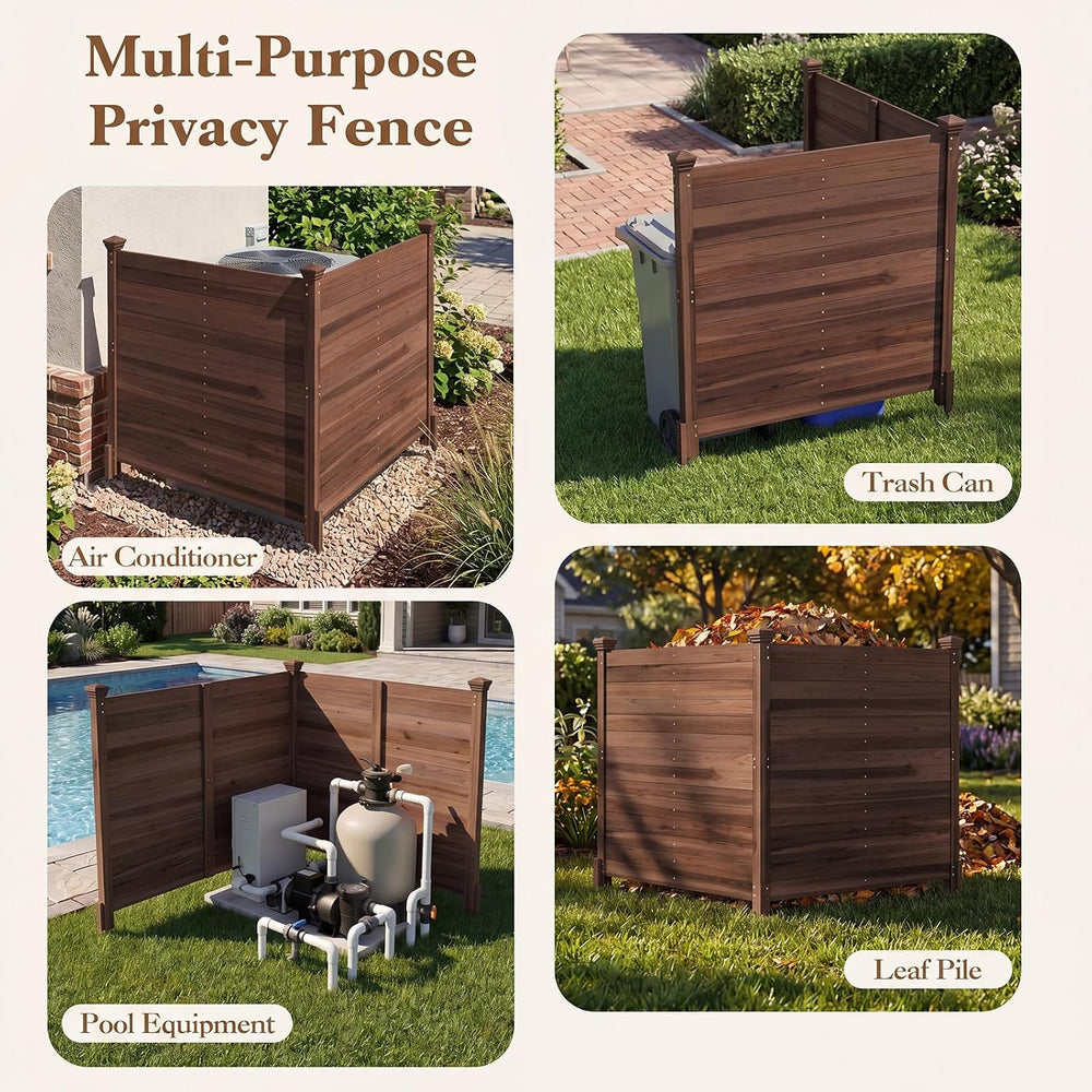 Giantex 4 Panels Wooden Privacy Fence with Stakes, 47" W x 45.5" H,...