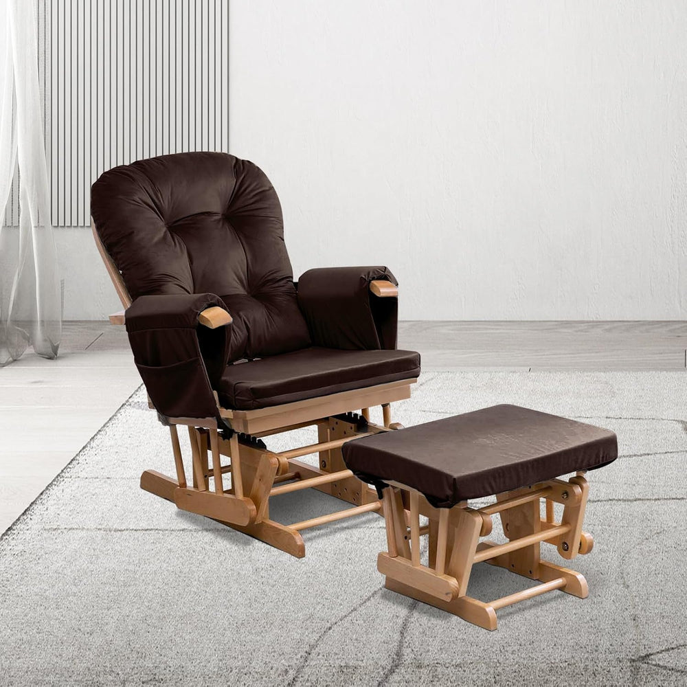 5PCS Glider Rocker Replacement Cushions Set with Ottoman Cushion