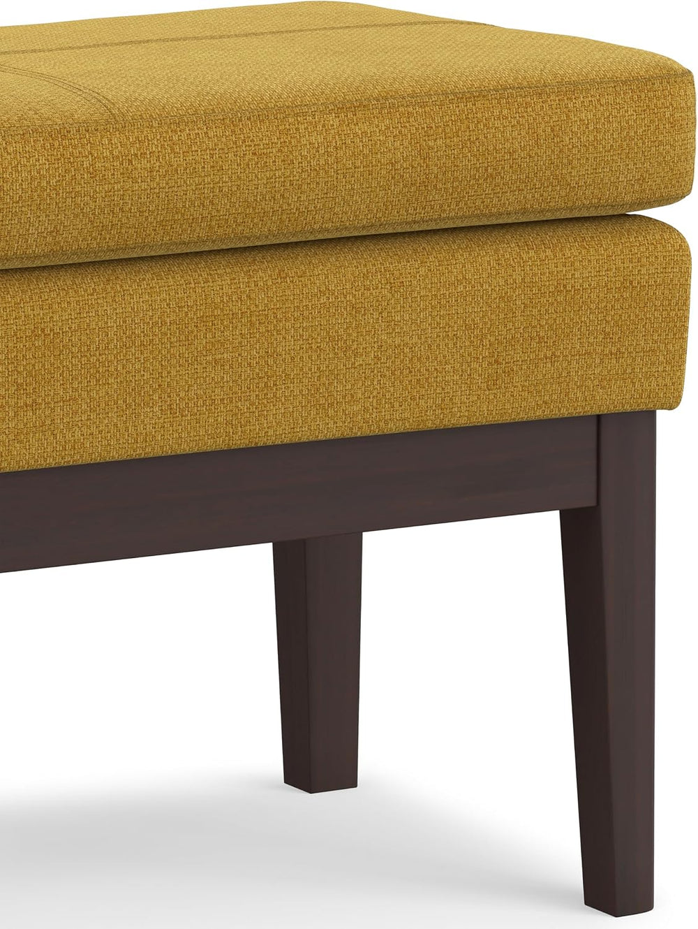 SIMPLIHOME Carlson 27" Wide Woven Fabric Rectangle Ottoman in Marigold