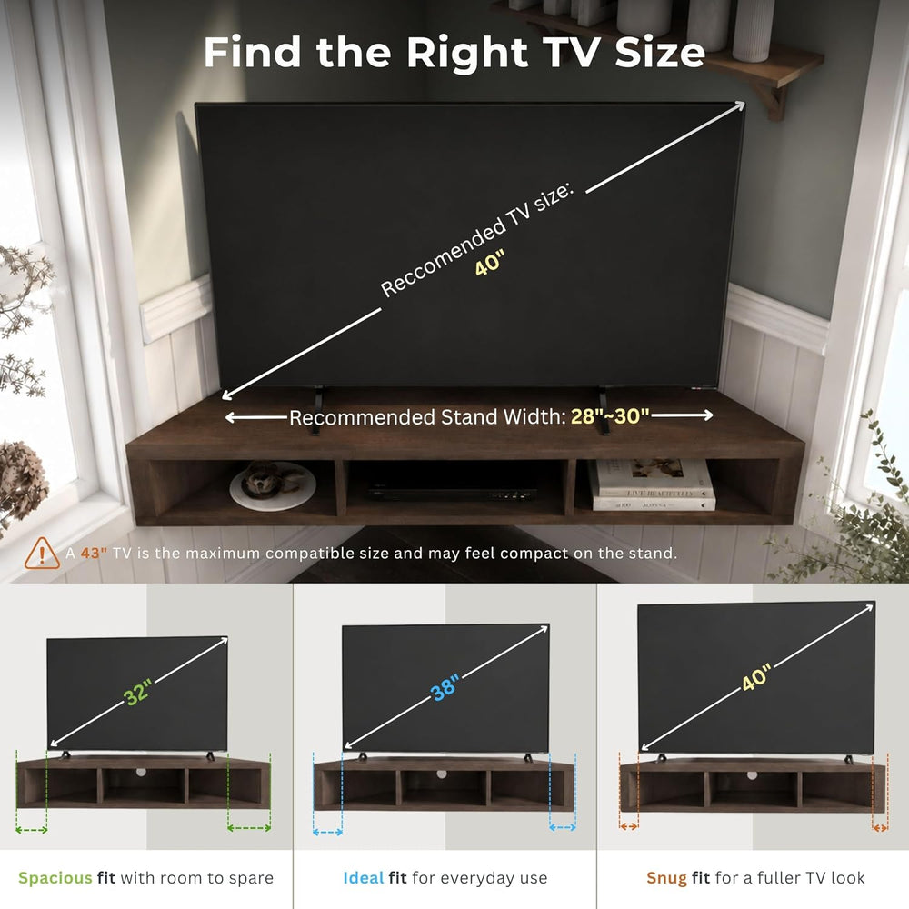 24/7 Shop at Home French 46.5 inch Modern Floating TV Stand with Storage, Flo...