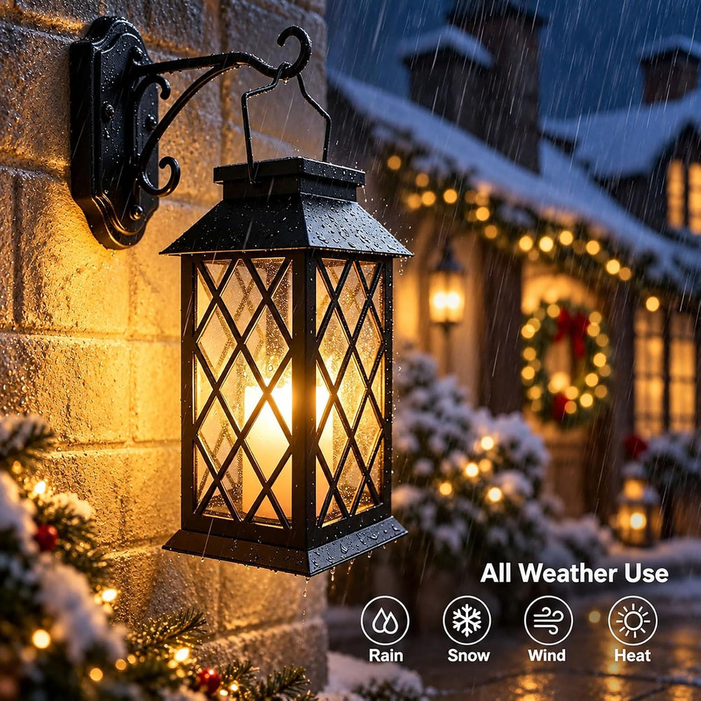 Yowin 2 Pack 9" Solar Lanterns Outdoor Waterproof with Flickering Candle