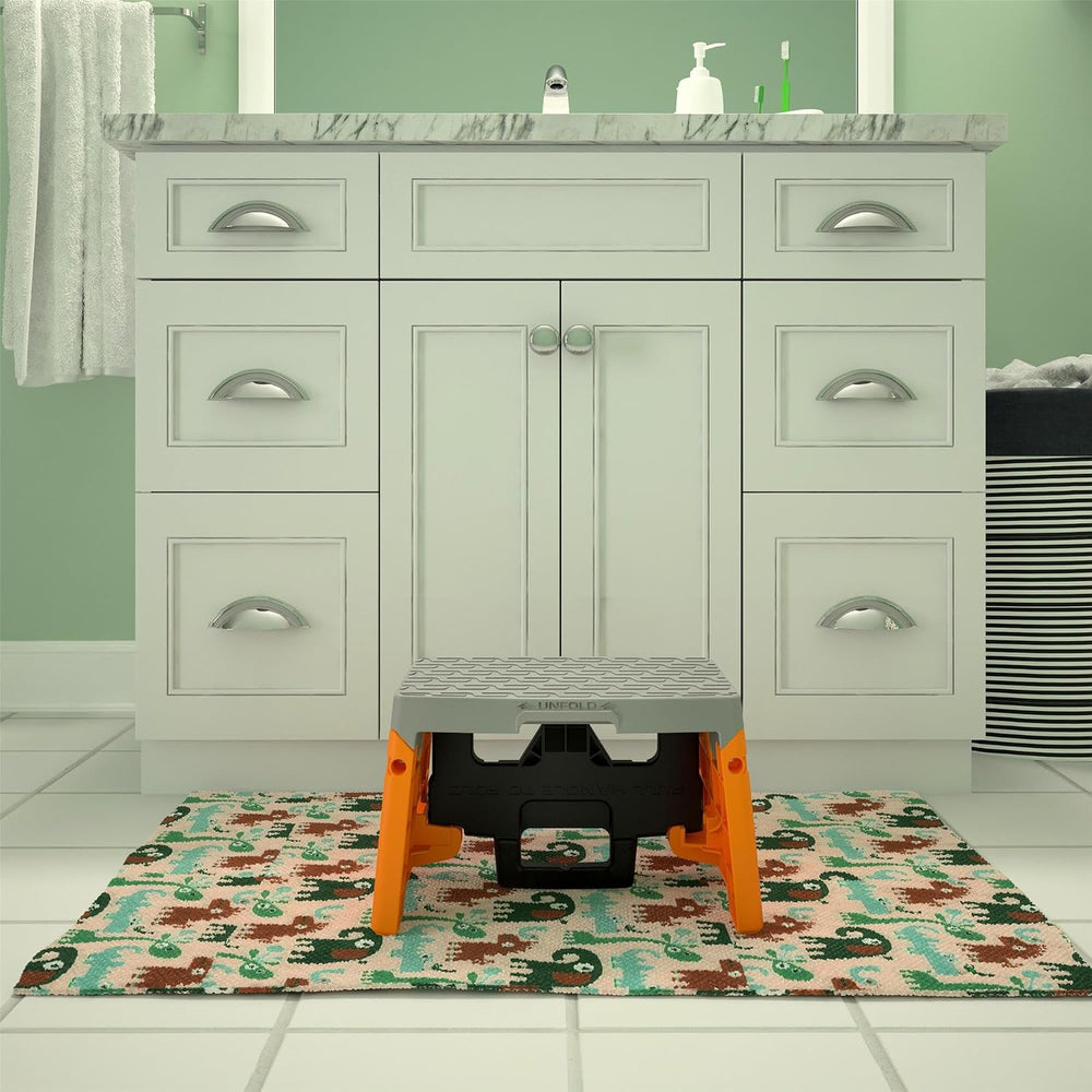 COSCO 1 Step Molded Folding Step Stool, Type 1A, Black, Orange, and Gray