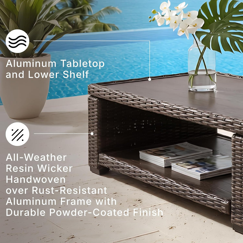 Signature Design by Ashley Grasson Lane Outdoor Wicker Cocktail Table with Al...