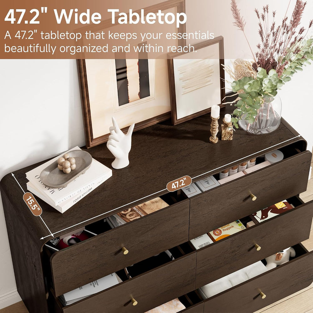 3 Pieces Bedroom Set, 47.2” Wide 6-Drawer Dresser & 3-Drawer Nightstands ...