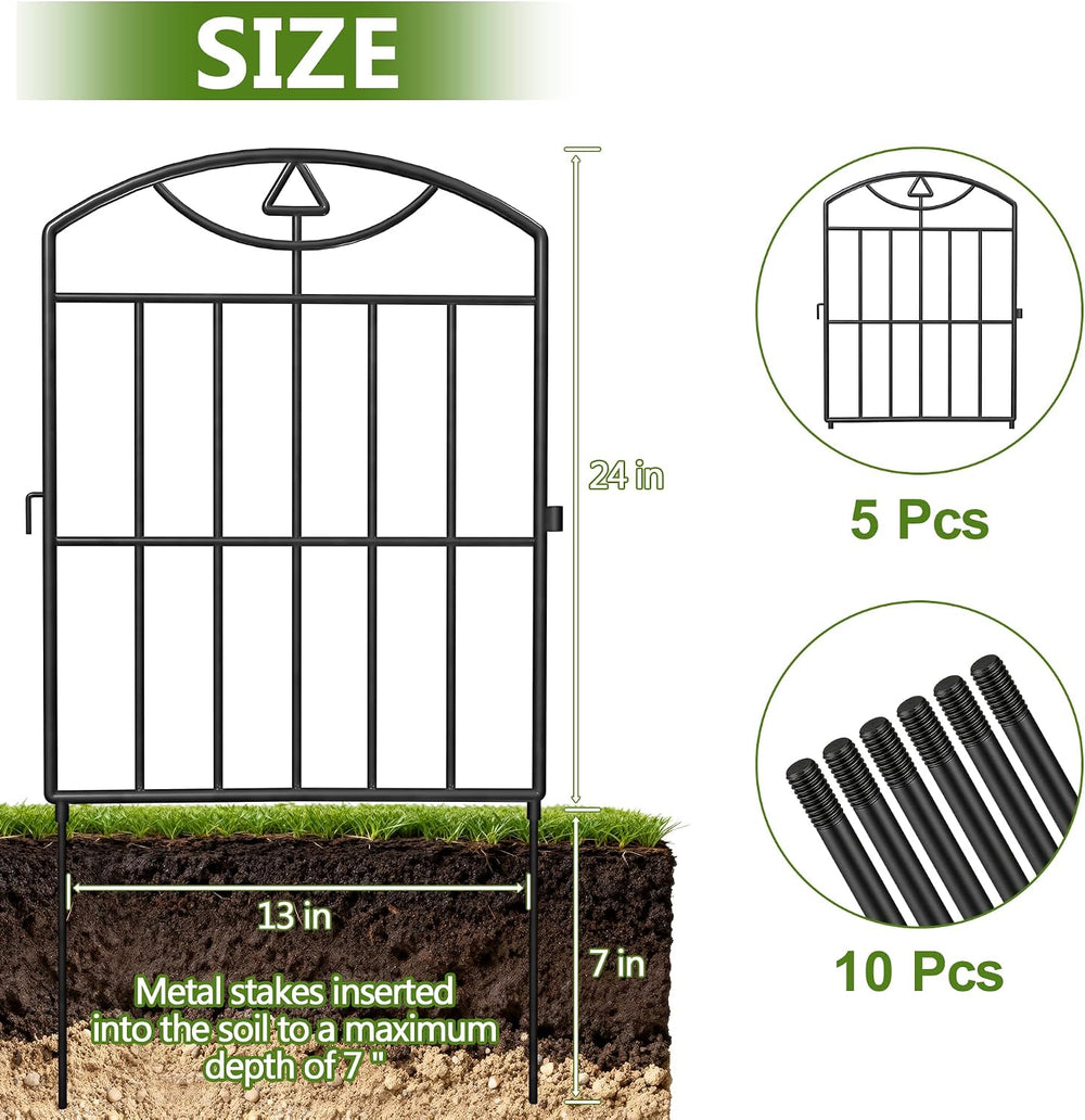 17in (H) x21ft (L), 20 Panels No Dig Decorative Garden Fence
