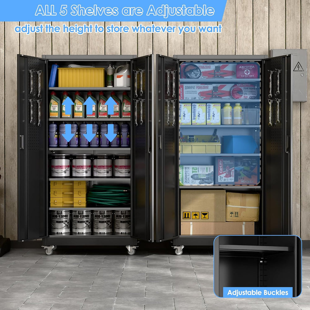 SUXXAN Wide & Deep 71"x34"Wx18 D Metal Garage Storage Cabinet B...