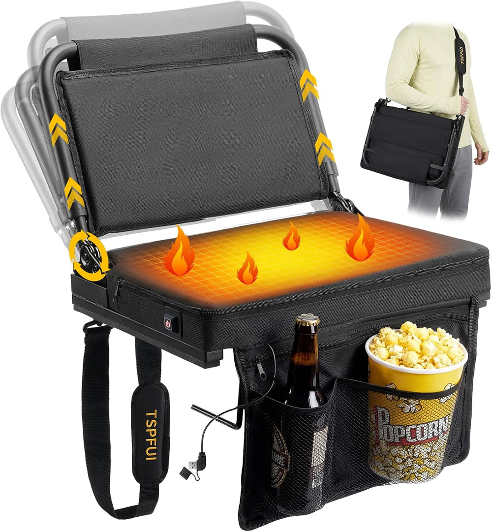 Heated Stadium Seat, Folding Chair with Back Support for Bleachers