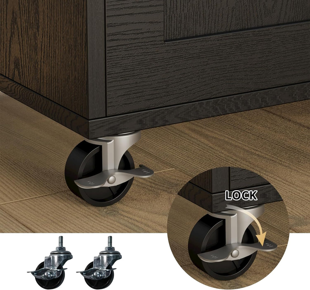 IRONCK Kitchen Island Table on Wheels with Drop Leaf, 47.25" Wide Black